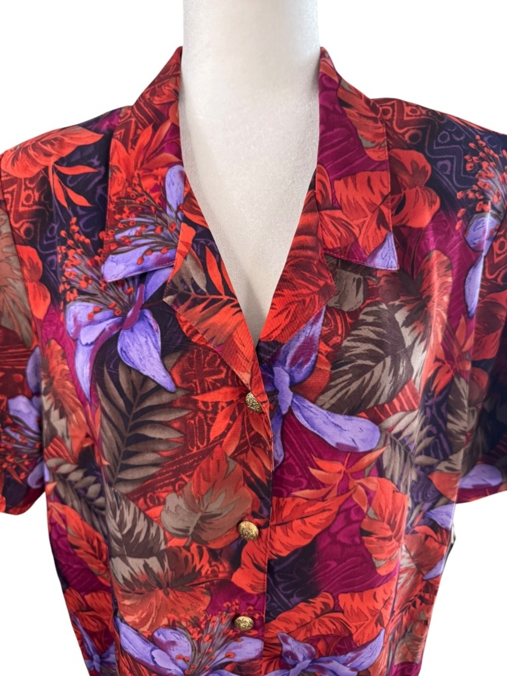 Maggie Sweet Button Down Shirt Size Large Tropical Floral Print - Picture 3 of 7